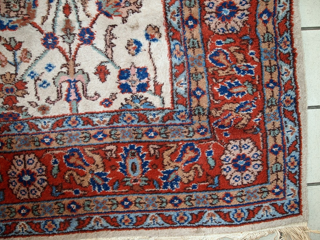 Handmade vintage Persian Mashad rug 6.9' x 10.9' (210cm x 334cm) 1950s - 11