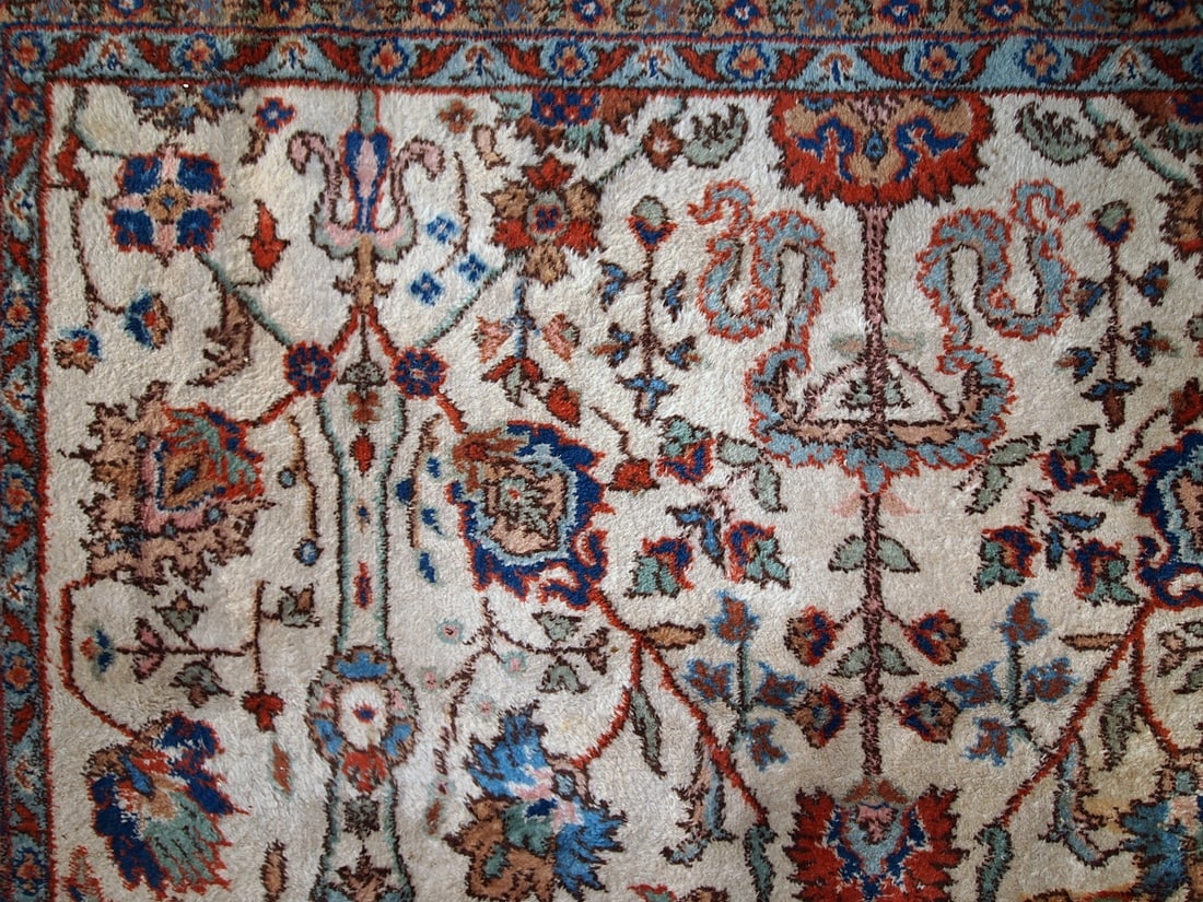 Handmade vintage Persian Mashad rug 6.9' x 10.9' (210cm x 334cm) 1950s - 5