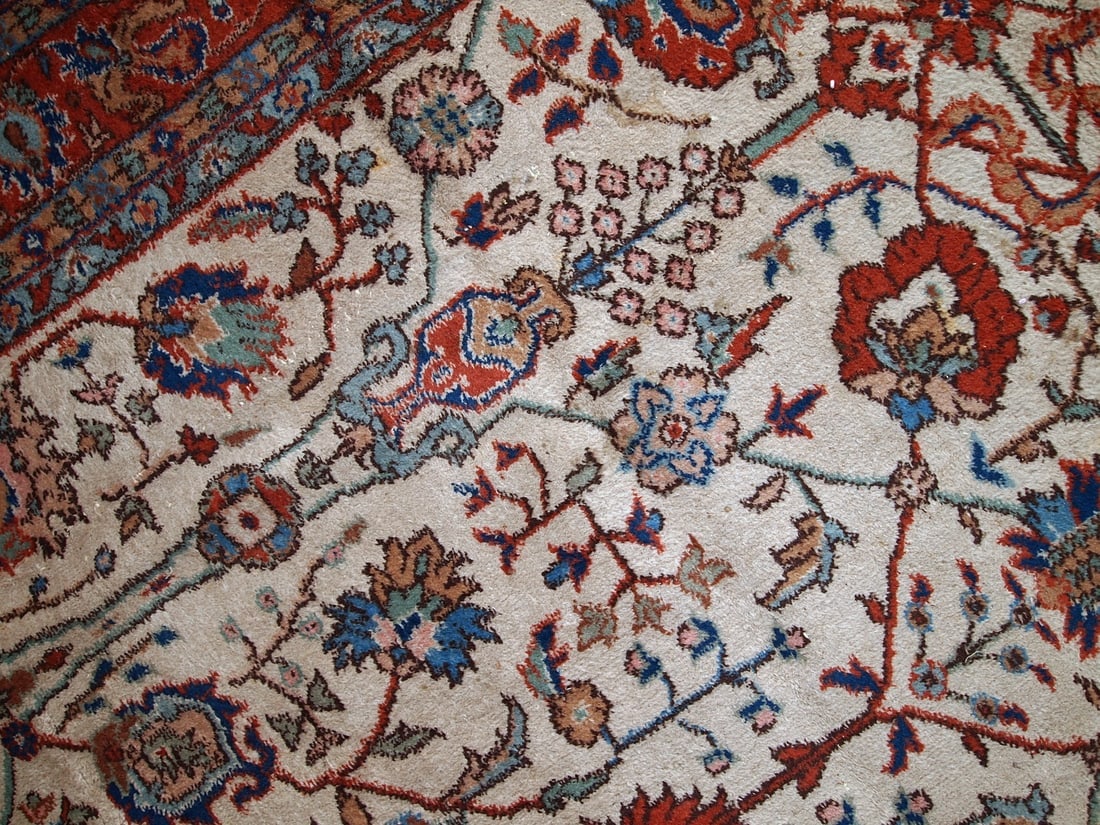 Handmade vintage Persian Mashad rug 6.9' x 10.9' (210cm x 334cm) 1950s - 9