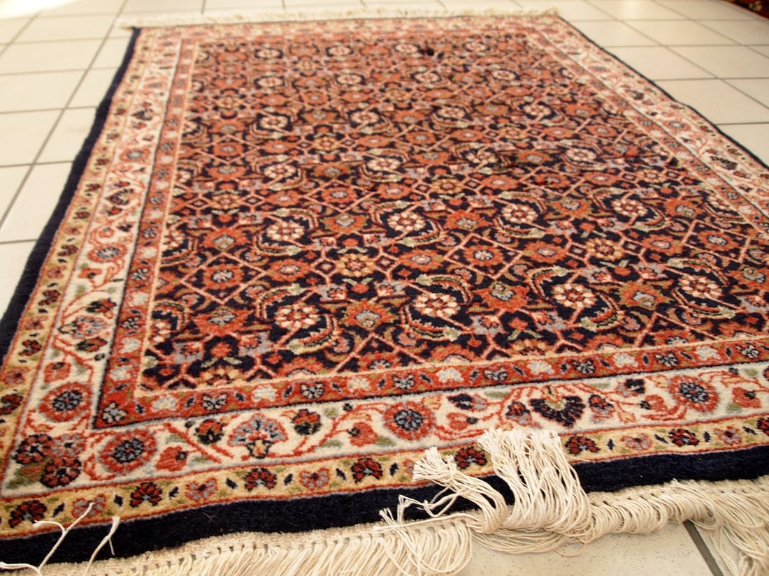 Handmade vintage Indo-Tabriz rug 3.3' x 4.2' (100cm x 130cm) 1980s - 9