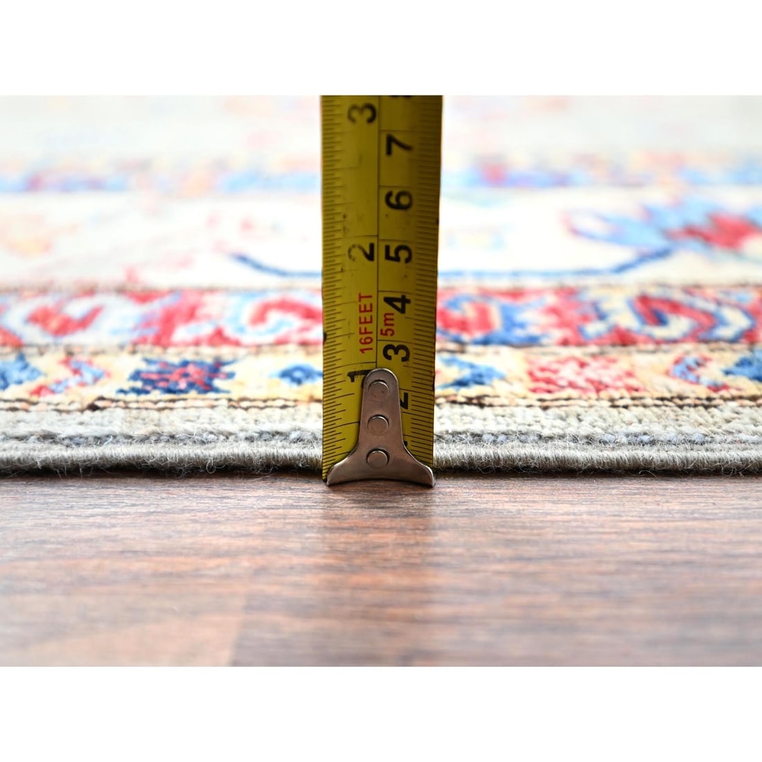 Wrought Iron Gray Soft Pure Wool Hand Knotted Super Kazak Oriental Rug - 10