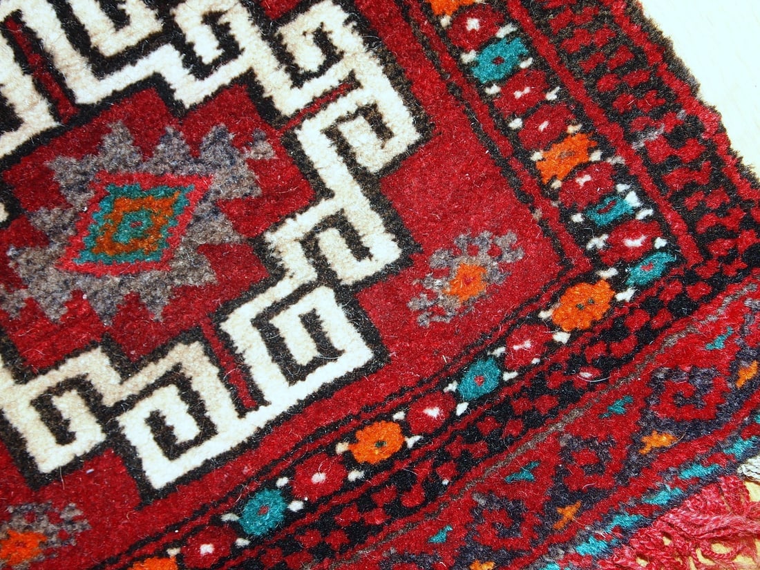 Handmade vintage Turkish Anatolian bag 1.1' x 1.1' ( 34cm x 34cm ) 1970 - 3