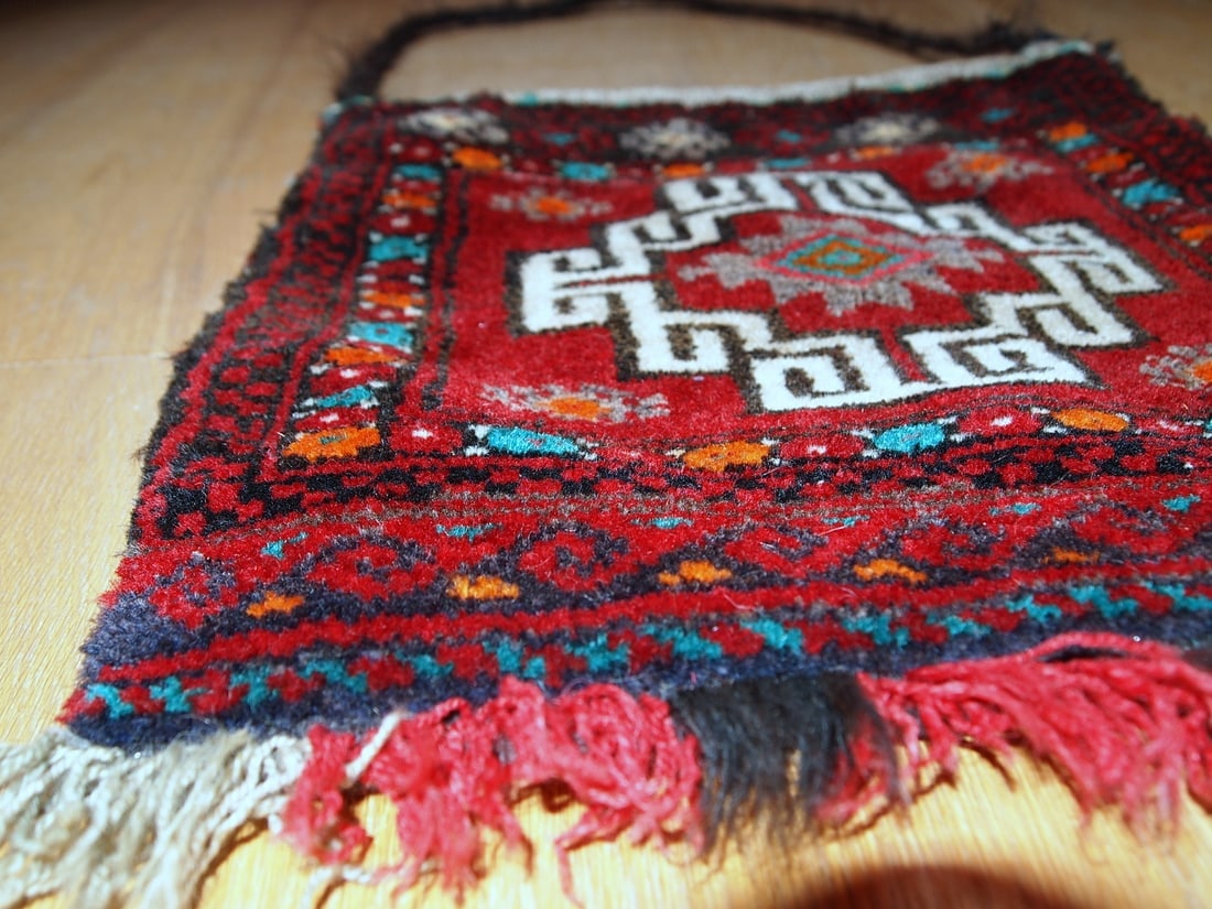 Handmade vintage Turkish Anatolian bag 1.1' x 1.1' ( 34cm x 34cm ) 1970 - 5