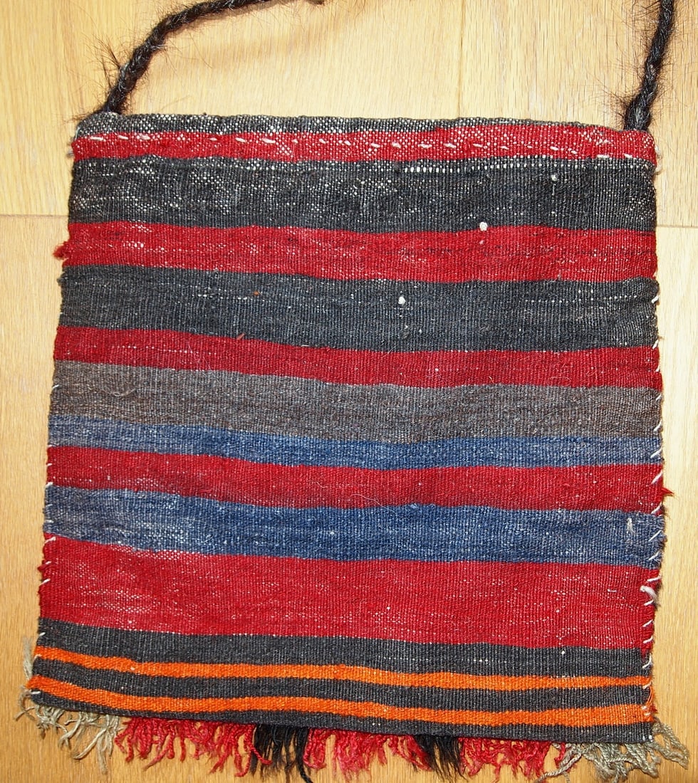 Handmade vintage Turkish Anatolian bag 1.1' x 1.1' ( 34cm x 34cm ) 1970 - 6