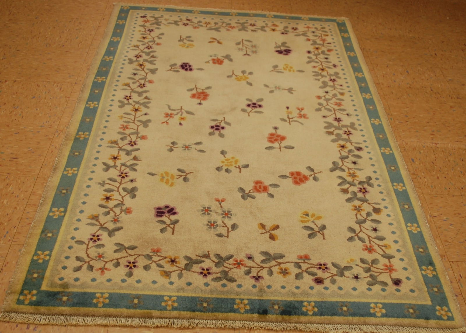NICHOLS CHINESE RUG 3’10" x 6’5”: Title: NICHOLS CHINESE RUG 3’10" x 6’5” Description:ANTIQUE ESTATE TREASURE ART DECO NICHOLS CHINESE RUG with exact size of 3’10" x 6’5”.... Unusual shape Gorgeous