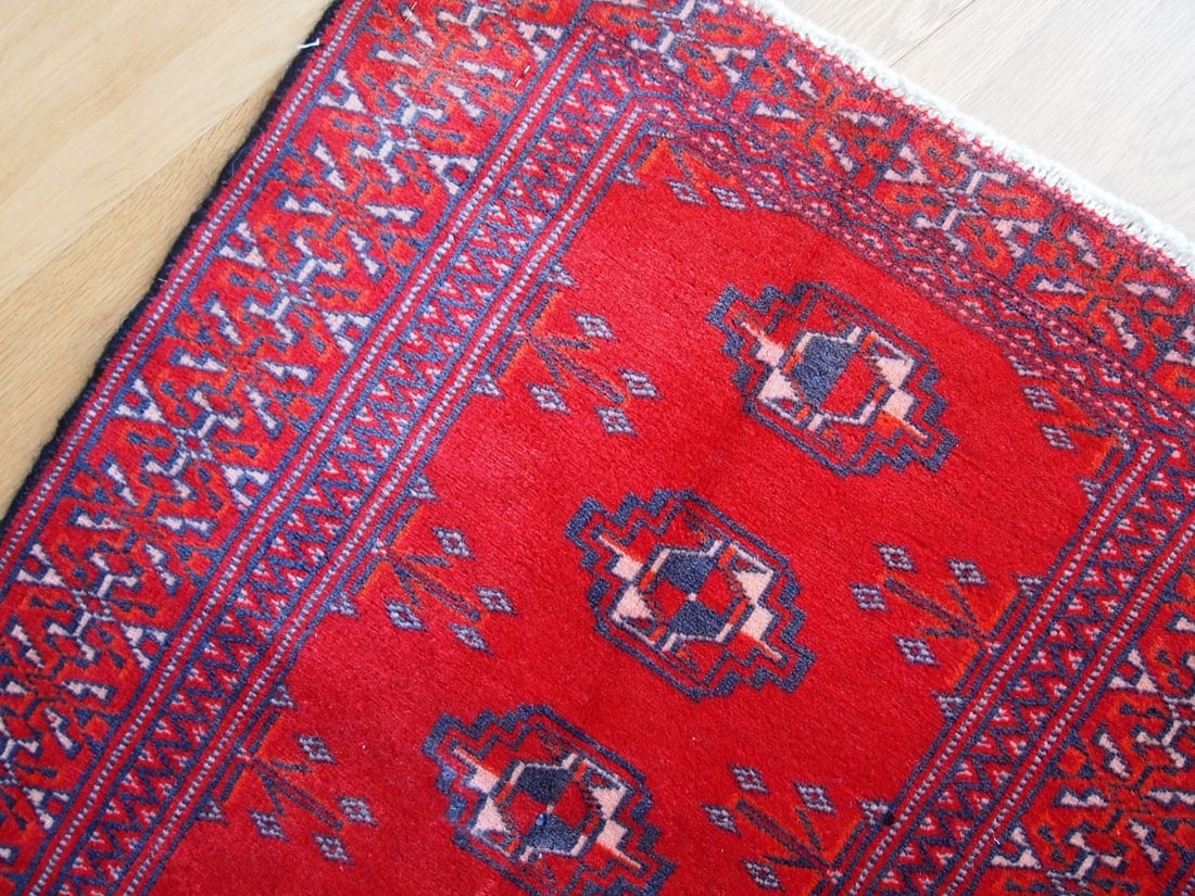 Hand made vintage Turkoman rug 1.9' x 2.6' ( 58cm x 79cm ) 1970 - 3