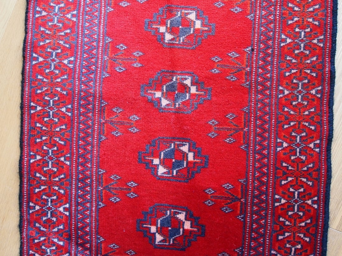 Hand made vintage Turkoman rug 1.9' x 2.6' ( 58cm x 79cm ) 1970 - 4
