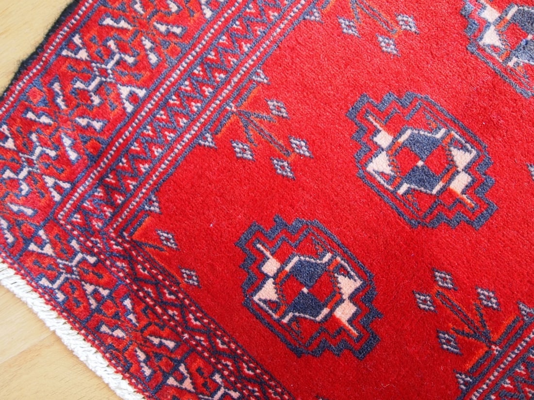 Hand made vintage Turkoman rug 1.9' x 2.6' ( 58cm x 79cm ) 1970 - 5