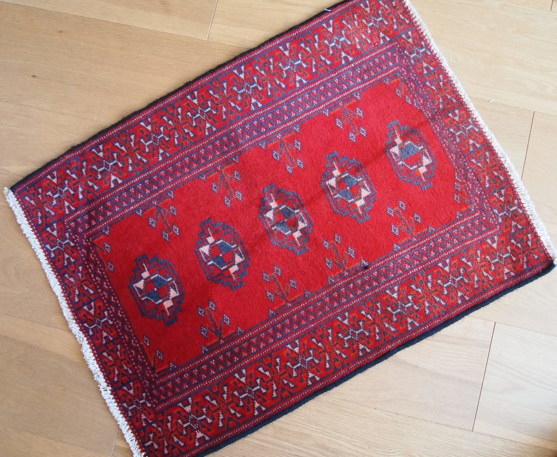 Hand made vintage Turkoman rug 1.9' x 2.6' ( 58cm x 79cm ) 1970 - 7