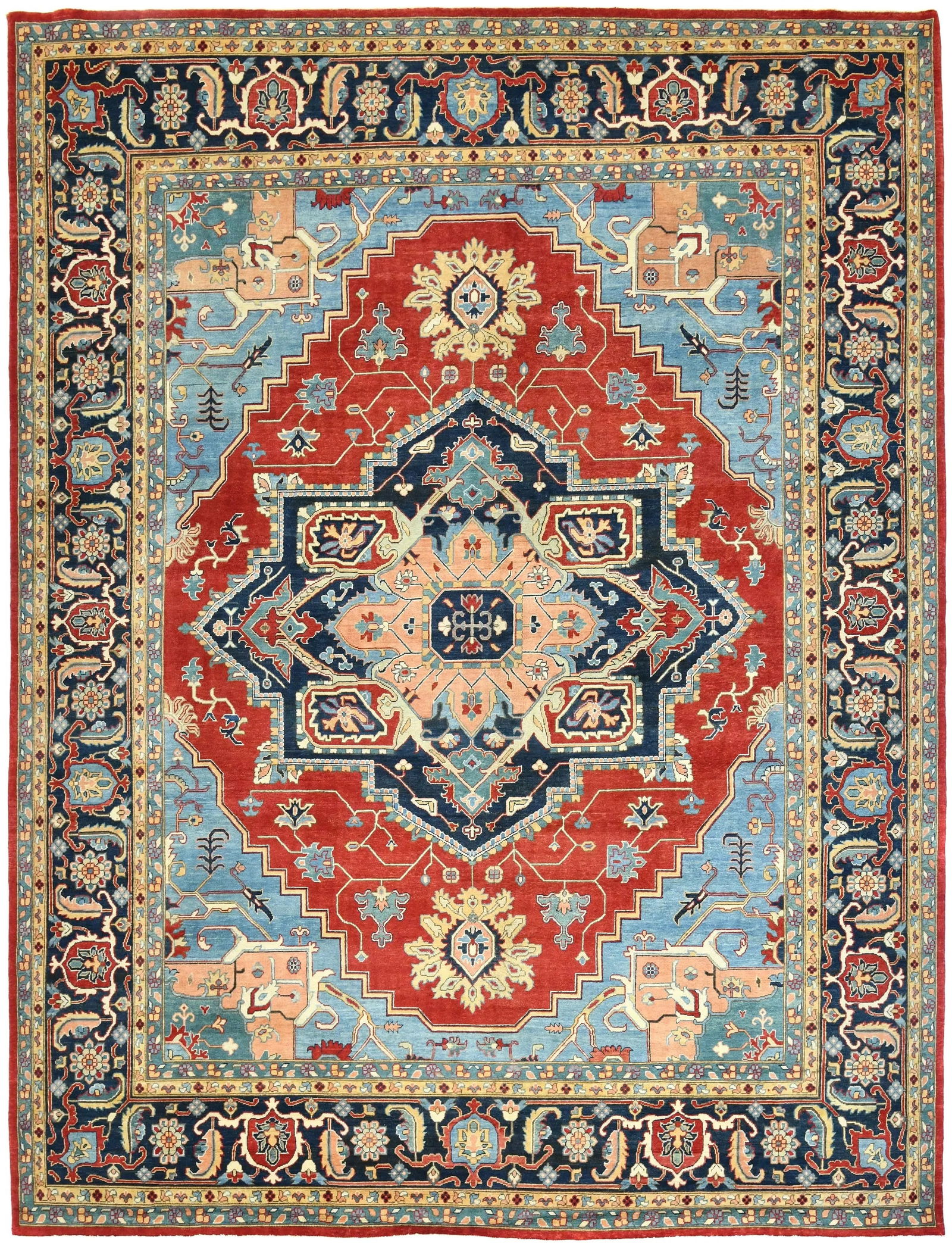 Red Geometric 12X16 Serapi Oriental Rug: Title:Red Geometric 12X16 Serapi Oriental RugDescription:Handmade 12X16 Red oriental rug made with natural dyes (fine wool pile and cotton foundation), superior knot count, and appealing ancient