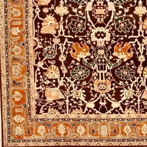 Hand Knotted Indo-Heriz Black Wool Geometric Oriental Area Rug 10'1" x 14'3" - 5