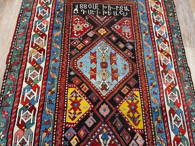 Dated 1880 Armenian Karabagh Caucasian Runner-5142 - 5