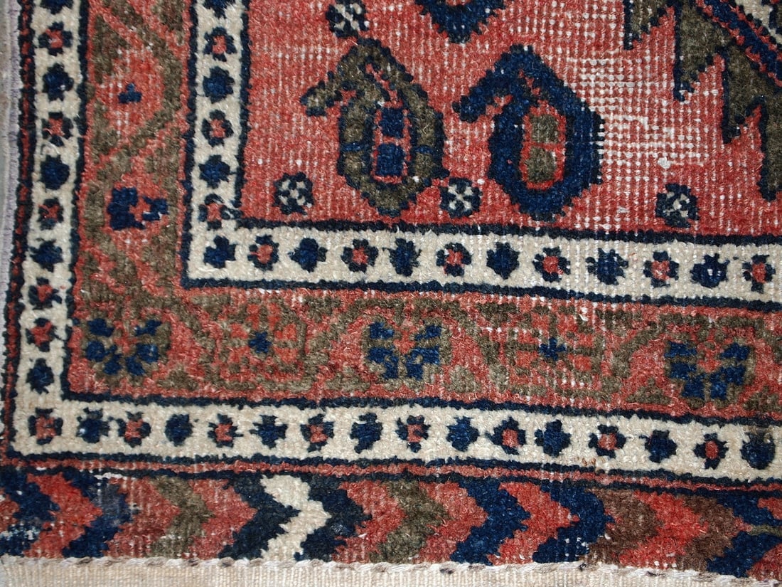 Handmade vintage Persian Kurdish bagface rug 1.8' x 1.9' (55cm x 59cm) 1930s - 6