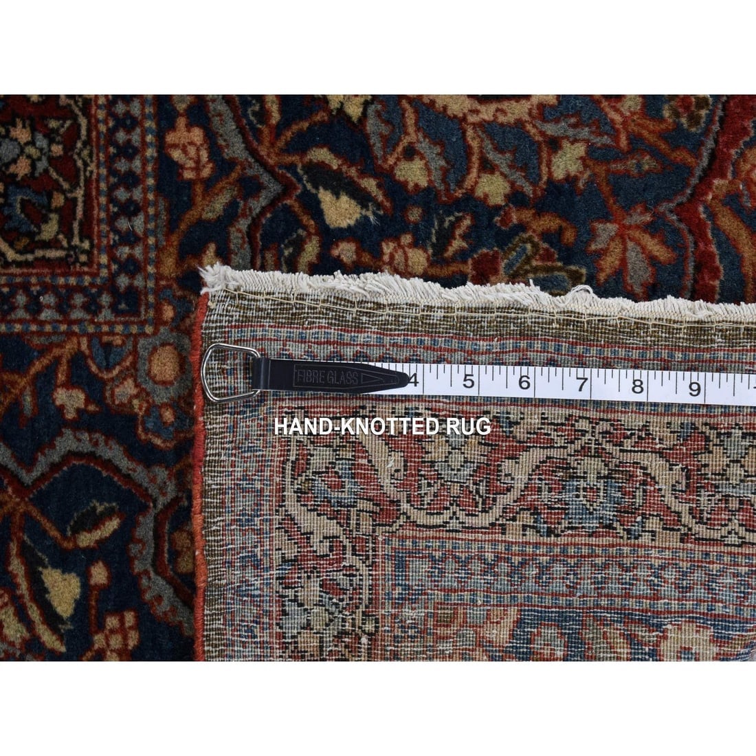 Barn Red,Kashan Debir,Hand Knotted,Pure Wool,Dense Weave,Oriental Rug - 11