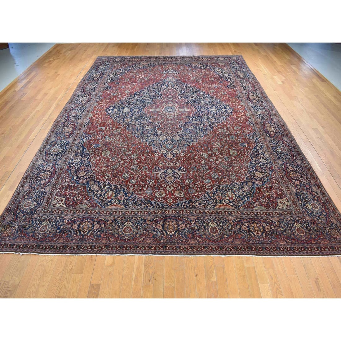 Barn Red,Kashan Debir,Hand Knotted,Pure Wool,Dense Weave,Oriental Rug - 2
