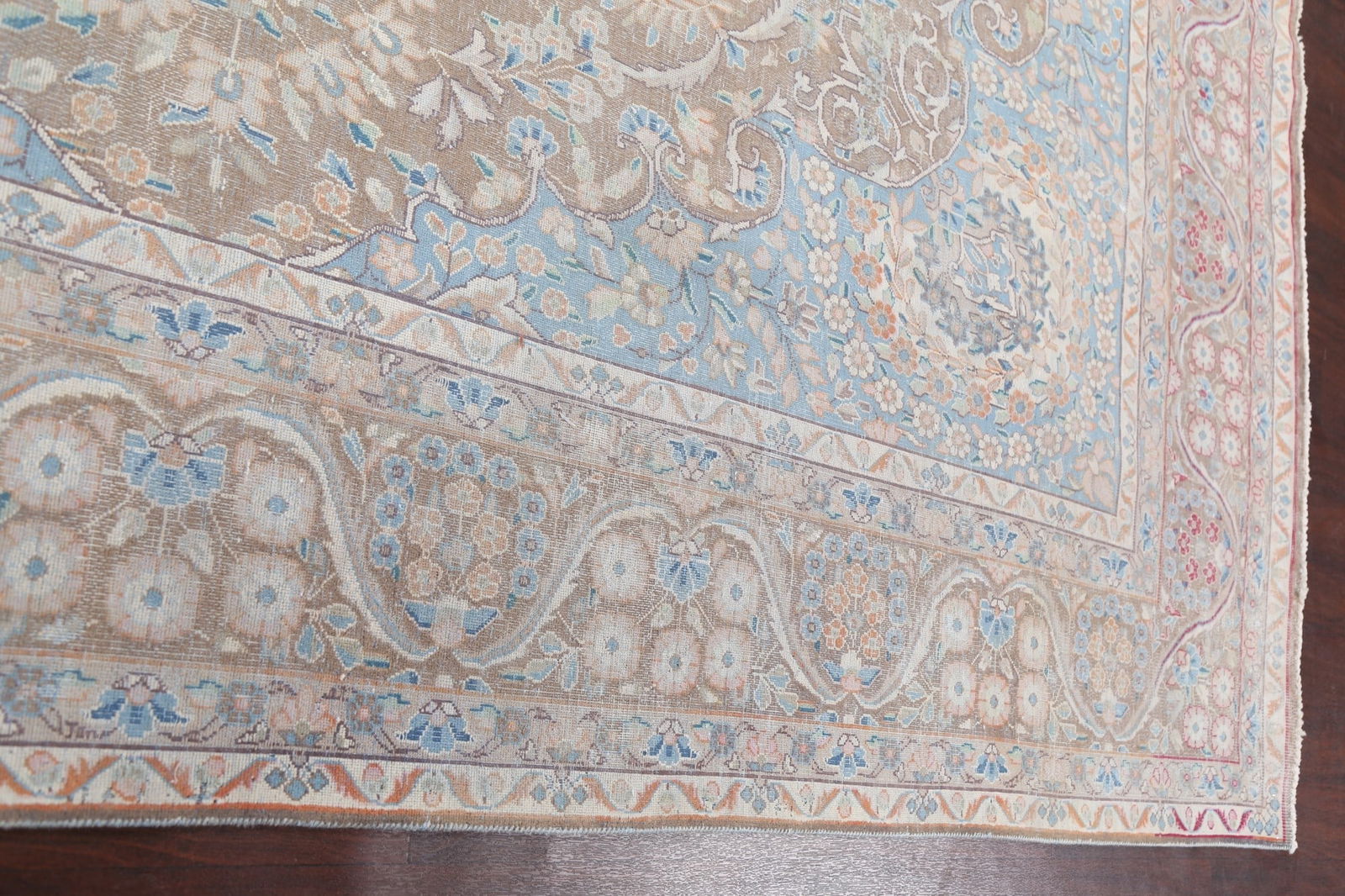 Muted Distressed Kerman Persian Area Rug 10x13 - 13