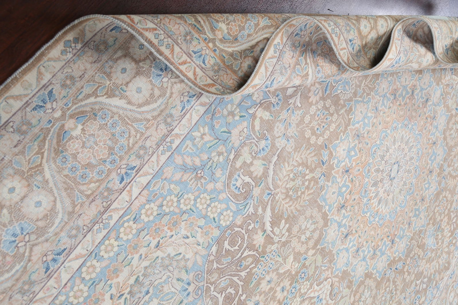 Muted Distressed Kerman Persian Area Rug 10x13 - 17