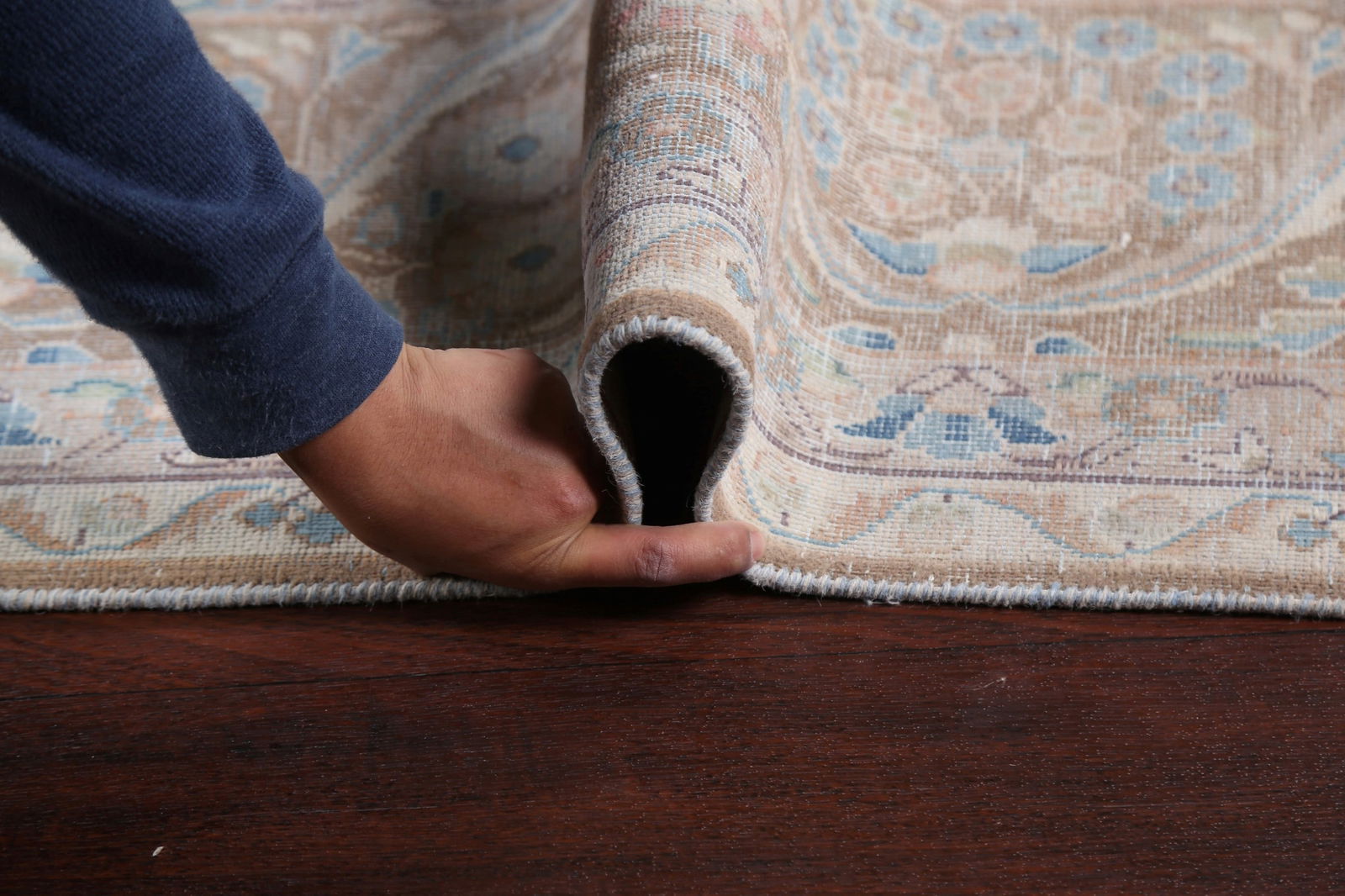 Muted Distressed Kerman Persian Area Rug 10x13 - 18