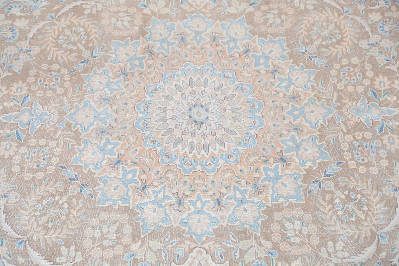 Muted Distressed Kerman Persian Area Rug 10x13 - 4