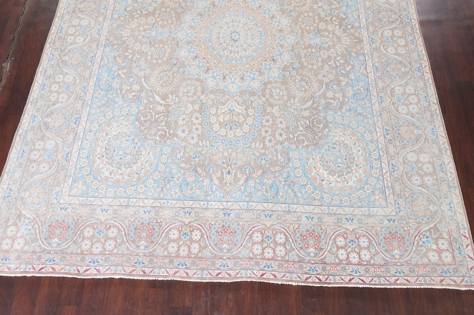 Muted Distressed Kerman Persian Area Rug 10x13 - 5