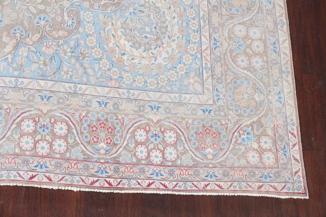 Muted Distressed Kerman Persian Area Rug 10x13 - 6