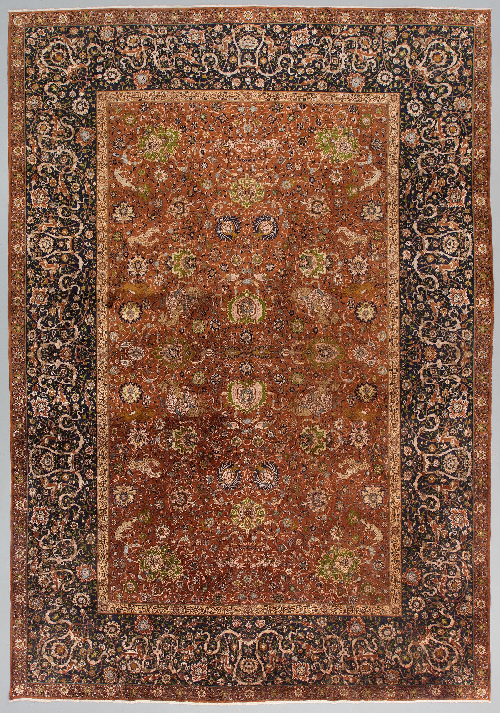 Persian ARDEBIL RUG 10x13.9: Title:Persian ARDEBIL RUG 10x13.9 Description:OLD, ANTIQUE SUPER DETAILED ONE OF A KIND FROM A PRIVATE ESTATE SILK Persian ARDEBIL ANIMAL DESIGN CARPET EMPERORS ORIENTAL RUG...PLEASE GOOGLE EMPERORS R