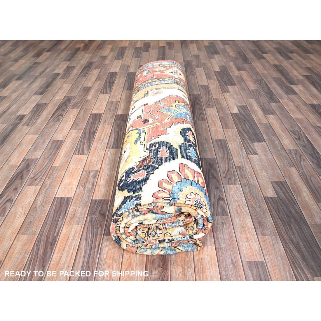 Red Hand Knotted Shiny Wool Densely Woven Oversized Oriental Rug - 9