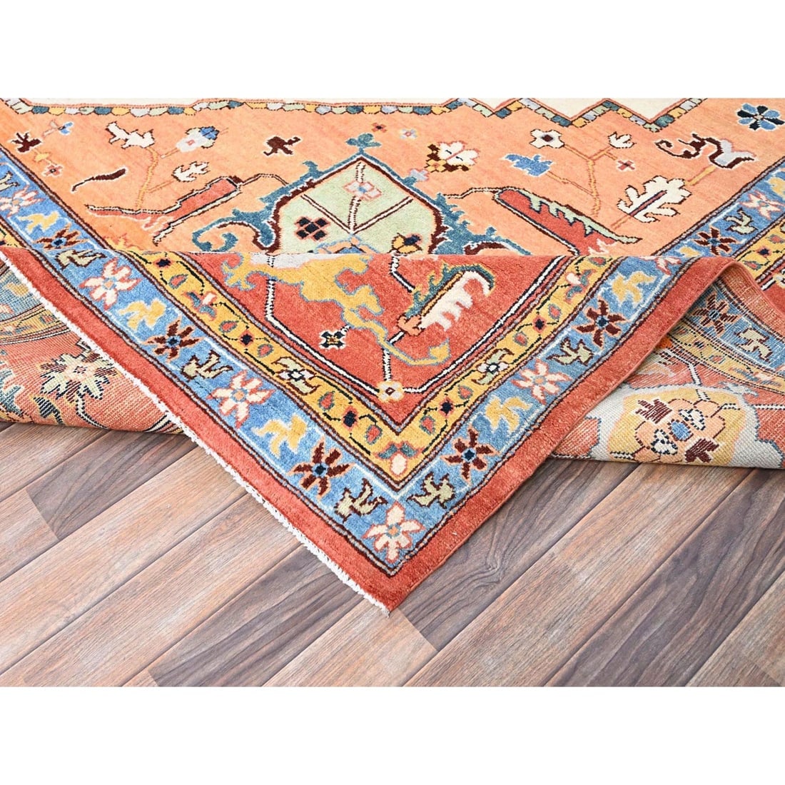 Red Hand Knotted Shiny Wool Densely Woven Oversized Oriental Rug - 6