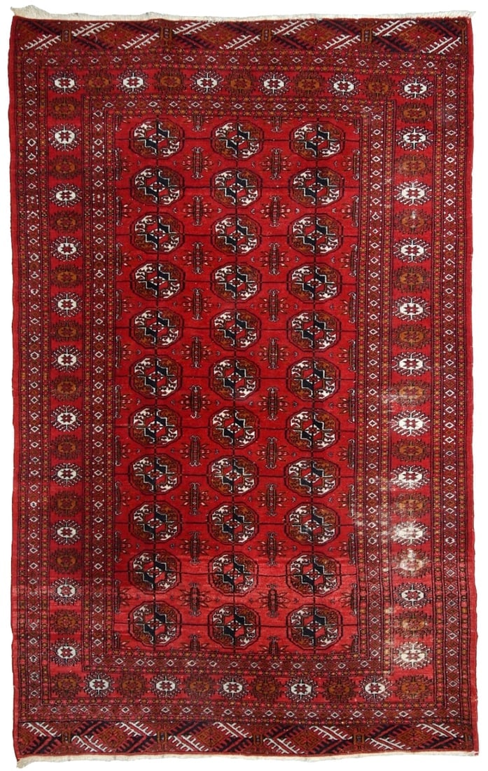Handmade vintage Pakistani Tekke rug 4.1' x 5.9' (127cm x 180cm) 1960s (1 of 12)