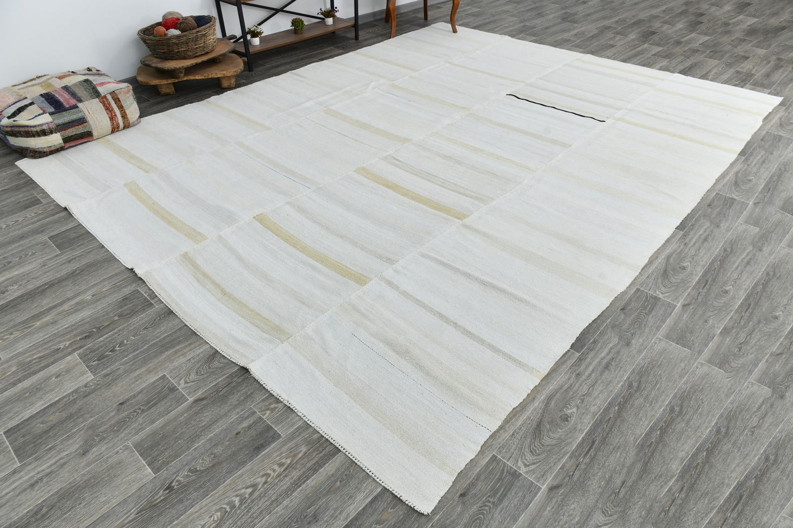 10'0'' x 12'11'' Turkish Hemp Kilim Rug - 53763 - 4