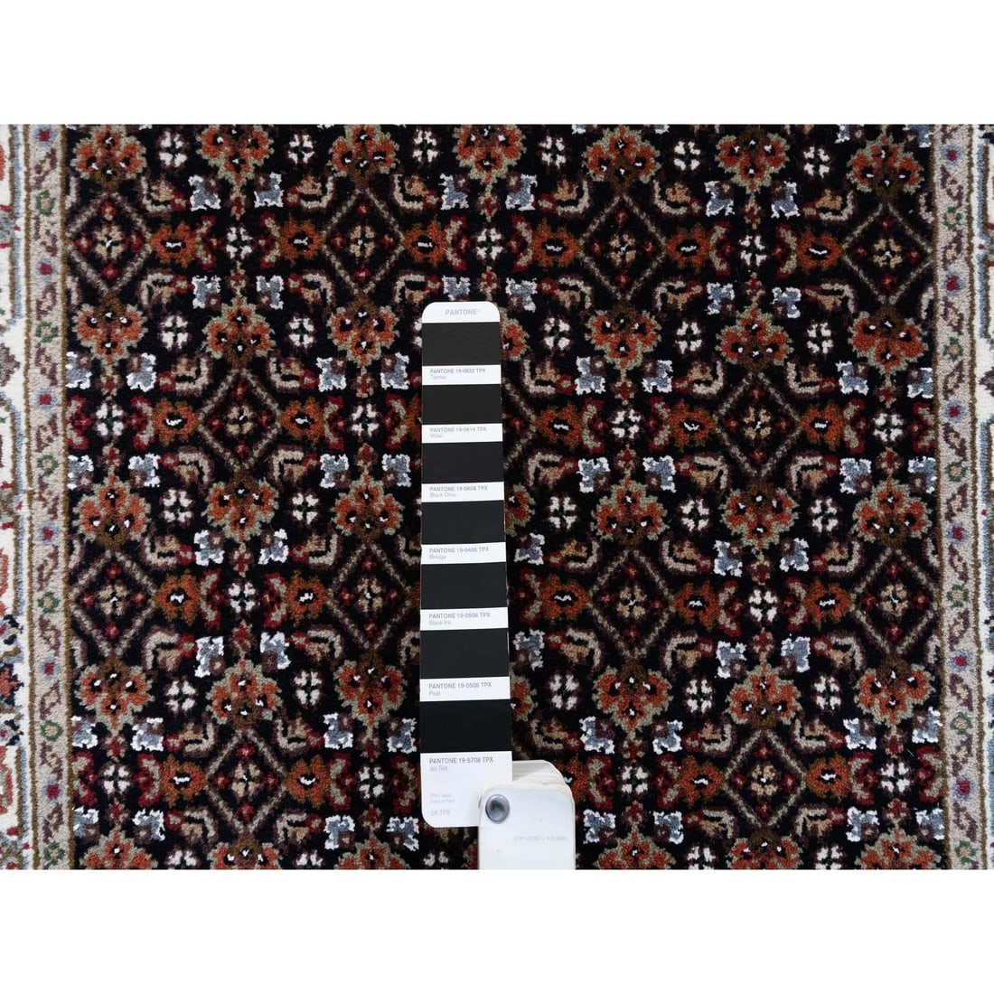 Rich Black Herati Wool 175 KPSI Hand Knotted XL Runner Rug - 4