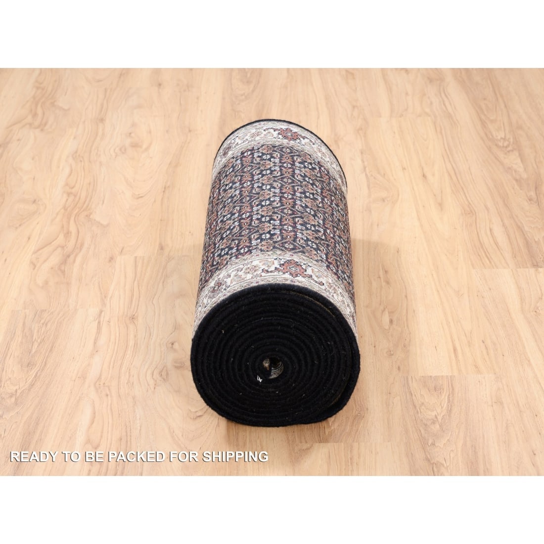 Rich Black Herati Wool 175 KPSI Hand Knotted XL Runner Rug - 6