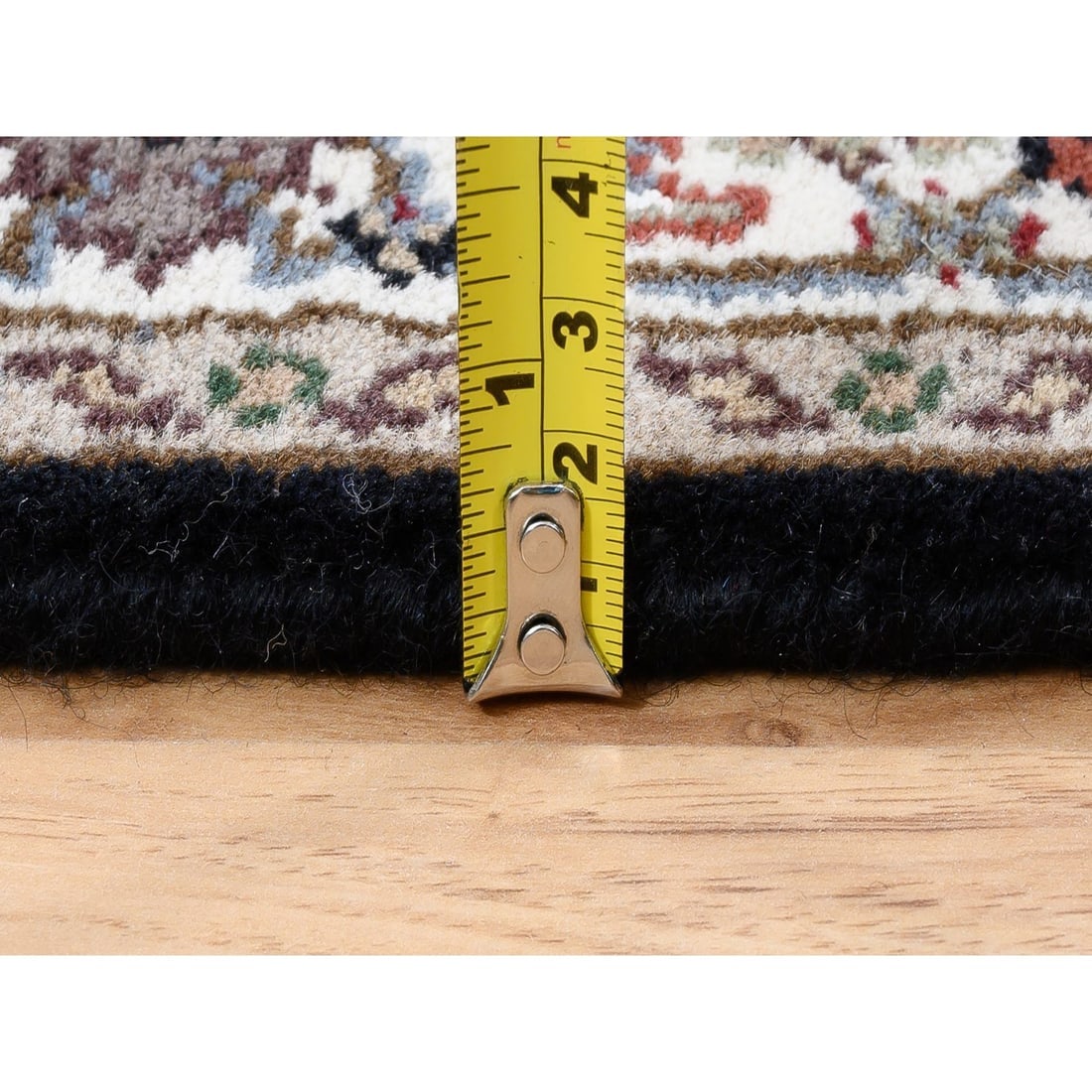 Rich Black Herati Wool 175 KPSI Hand Knotted XL Runner Rug - 7