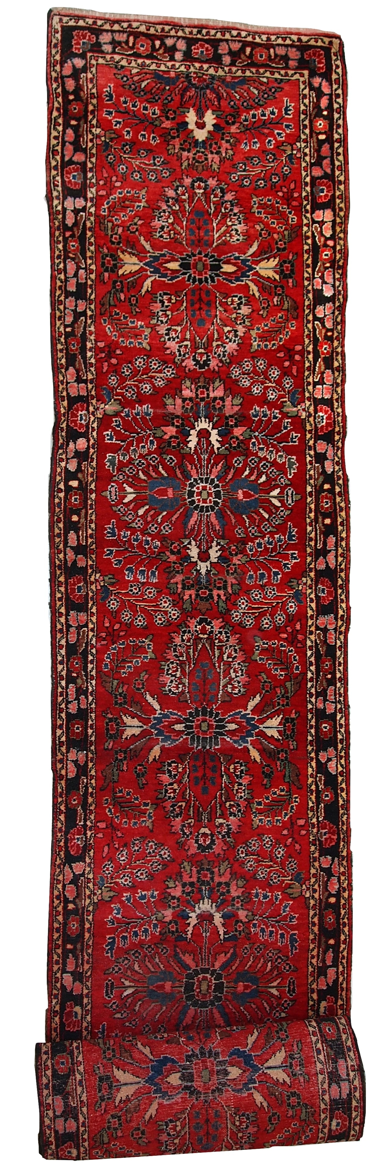Handmade antique Persian Lilihan runner 2.7' x 23.3' (84cm x 712cm) 1910s - 2