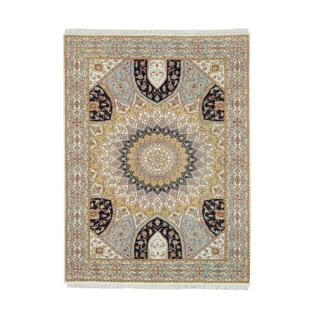Ivory, 100% Wool Hand Knotted, Nain Design, 250 KPSI Rug (1 of 8)