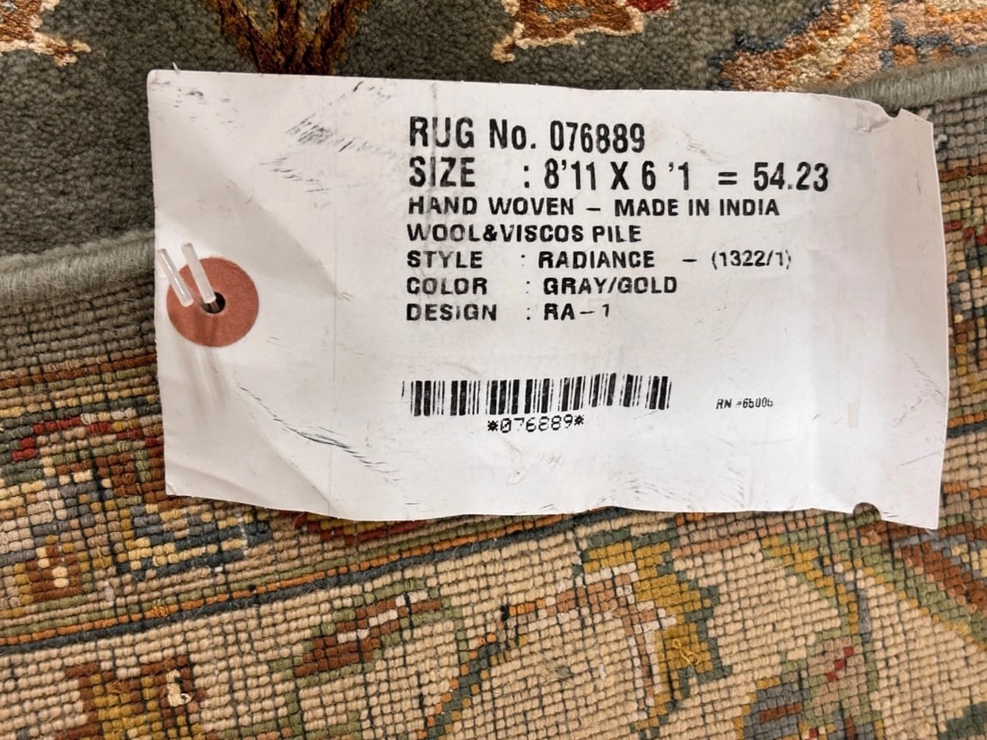 Hand Knotted Indo-Tabriz Gray Wool New Oriental Rug Carpet 6'1" x 8'11" - 11