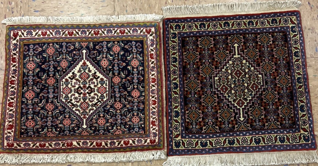 Two Similar PERSIAN BIJAR Rugs, 1’6” X 1’9” - 3