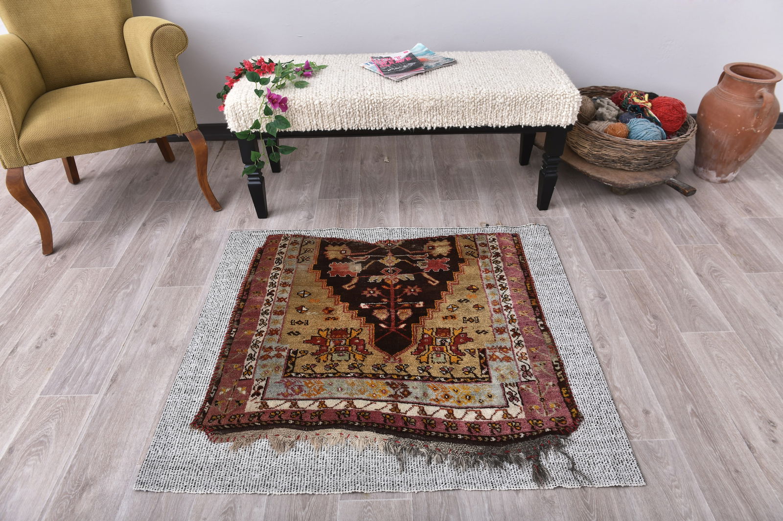 3'5'' x 3'11'' Turkish Flatweave Kilim Rug - 60958 (1 of 13)