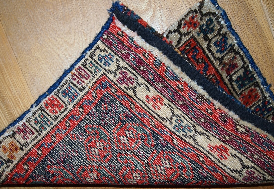 Handmade antique collectible Persian Malayer bag face 1.2' x 1.5' ( 37cm x 46cm ) 1900s - 8