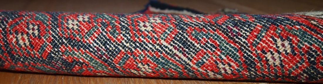 Handmade antique collectible Persian Malayer bag face 1.2' x 1.5' ( 37cm x 46cm ) 1900s - 9