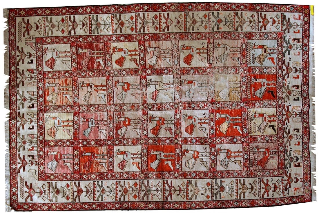 Handmade vintage Persian Sumak silk kilim 4.1' x 6' (125cm x 183cm) 1960s - 2