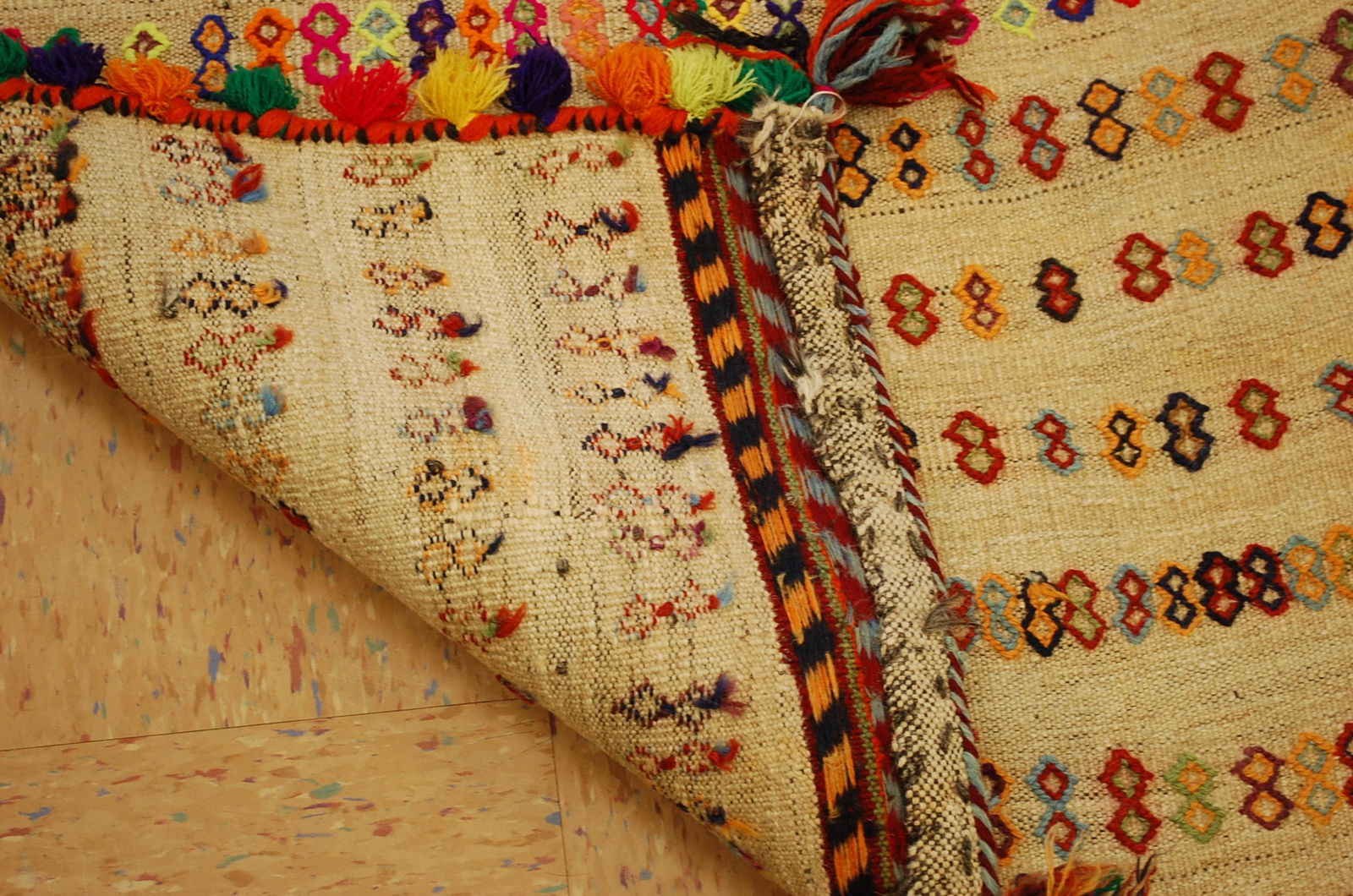 Persian SHIRAZ QASHKI KILIM RUG 3'3" x 4'10" - 8