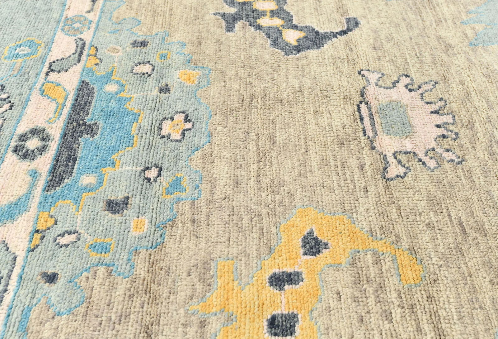 Muted Pastel Brown Floral 10X14 Transitional Oushak Oriental Rug - 6