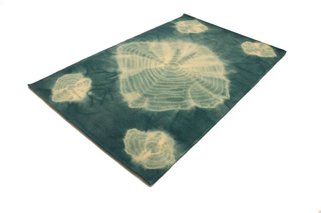 Teal Tie-Dye 5X8 Hand-Tufted Modern Rug - 4