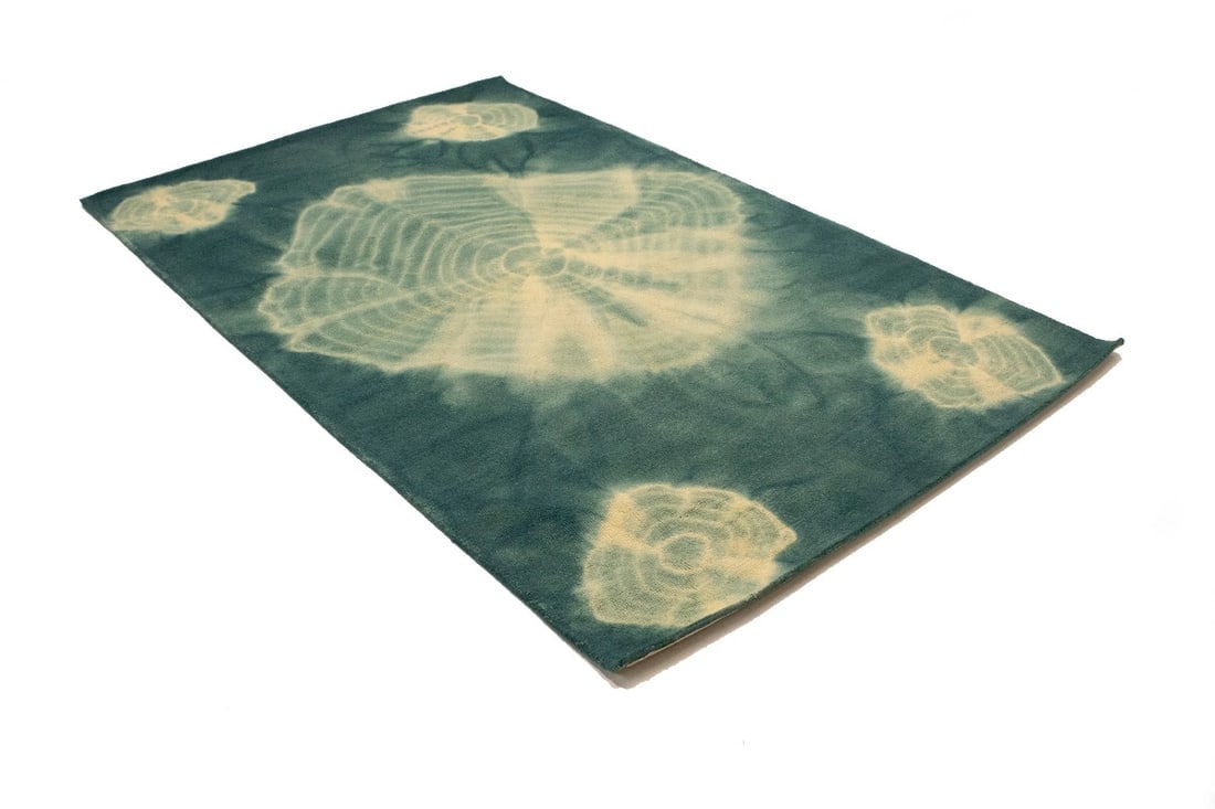 Teal Tie-Dye 5X8 Hand-Tufted Modern Rug - 6