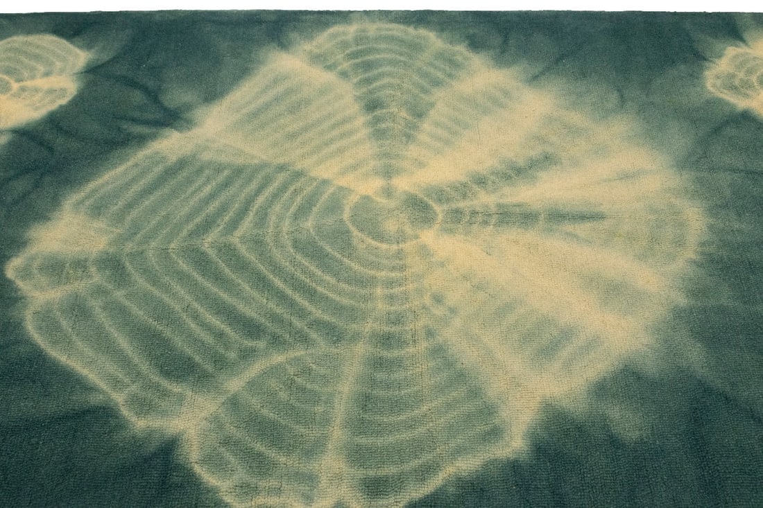 Teal Tie-Dye 5X8 Hand-Tufted Modern Rug - 8