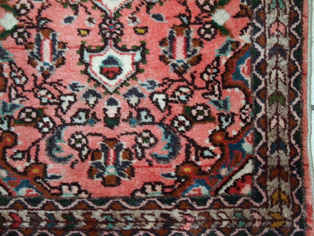 Handmade vintage Persian Lilihan rug 1.9' x 3' (59cm x 93cm) 1970s - 6