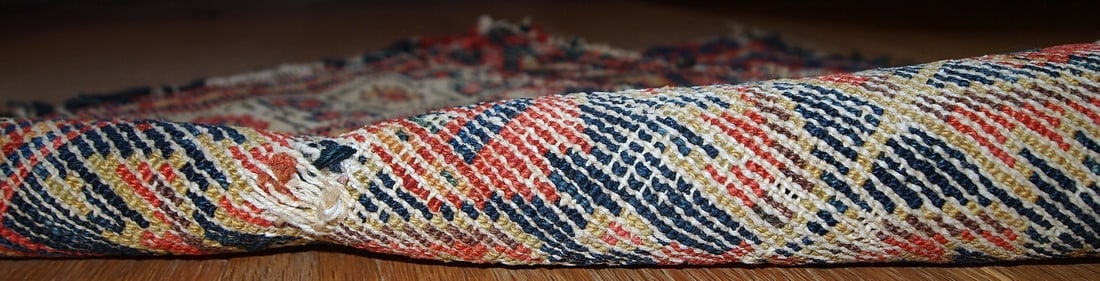 Handmade antique collectible Persian Malayer bag face 1.4' x 1.8' ( 44cm x 55cm ) 1900s - 6