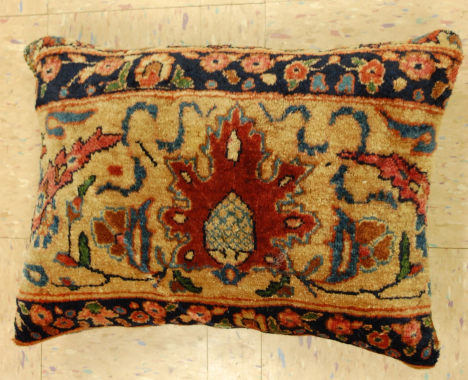 Hand-Made antique rug Pillow Cushion Rug 1'2" x 1' 8" (1 of 5)