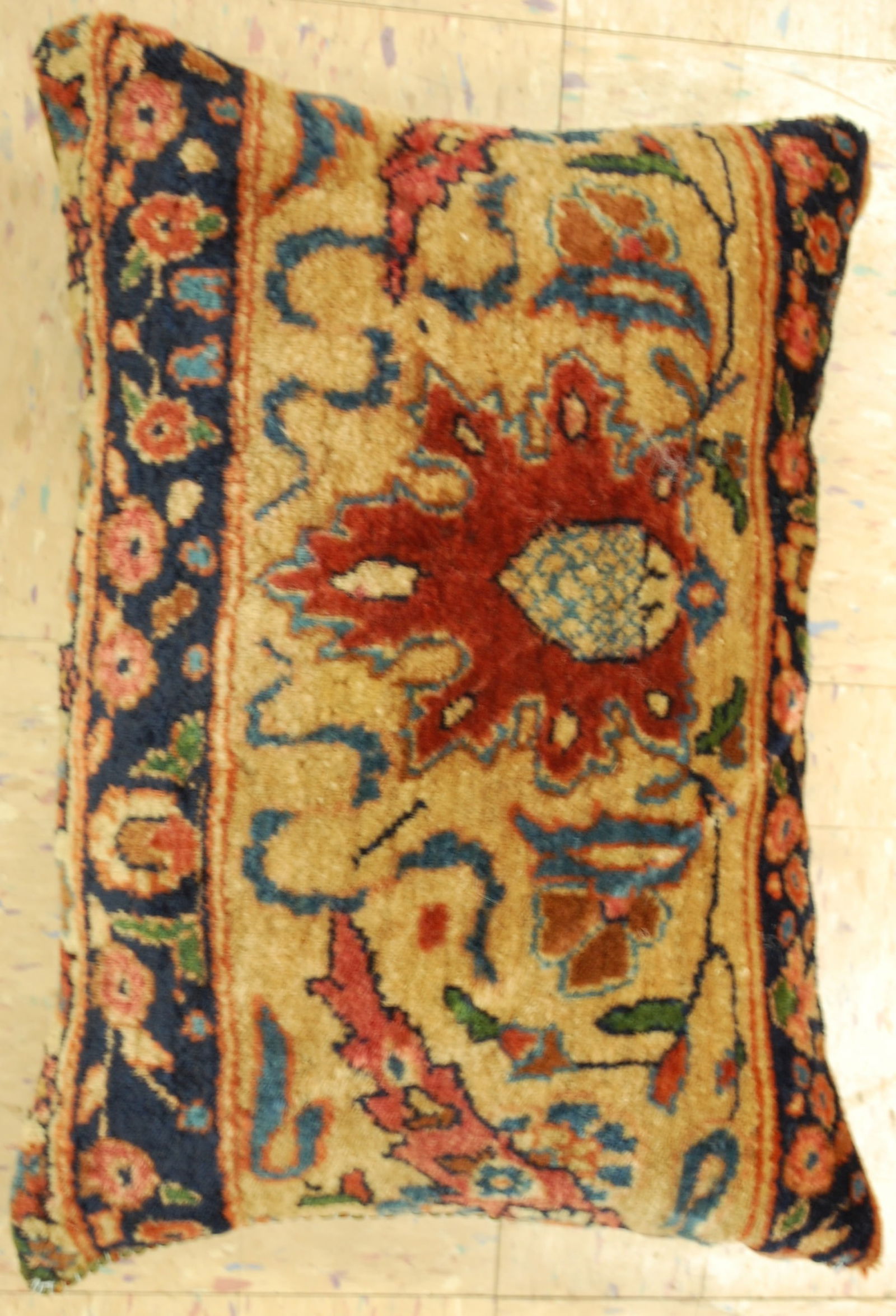 Hand-Made antique rug Pillow Cushion Rug 1'2" x 1' 8" - 3